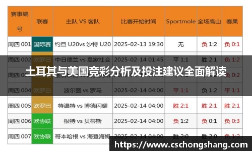 土耳其与美国竞彩分析及投注建议全面解读